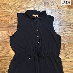 Ellen Tracy Women's Black Sleeveless Jumpsuit Button Front Size XL‎ Tie Waist